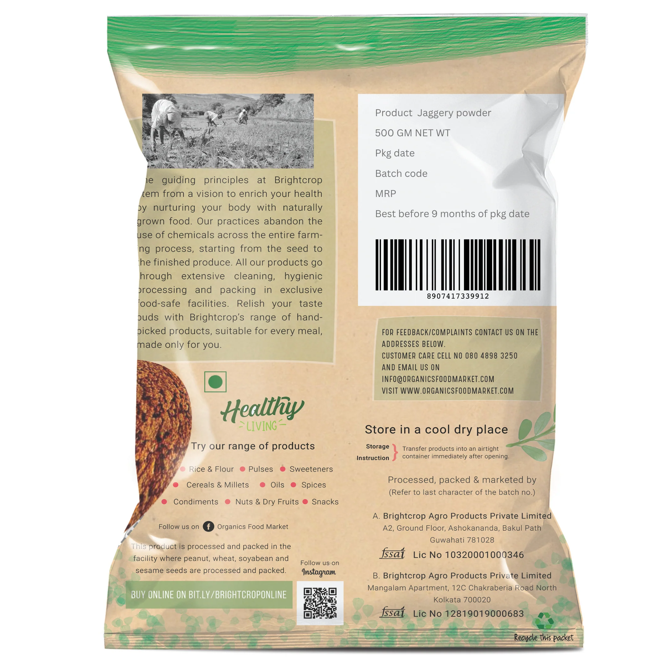 Brightcrop Sugarcane Jaggery Powder (1 KG Pack) - Image 2